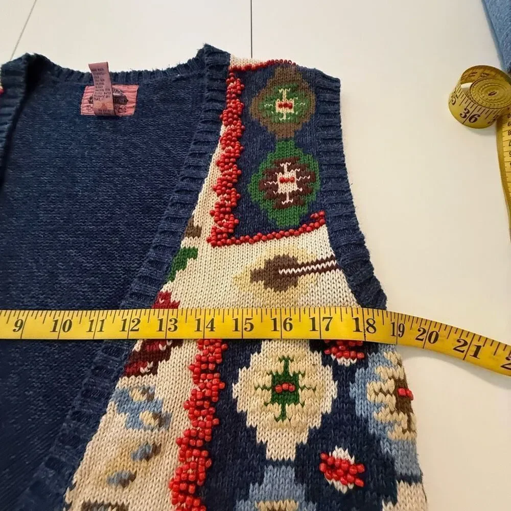 Vintage Cambridge Dry Goods Country Store Beaded Navajo Sweater Vest Sz S